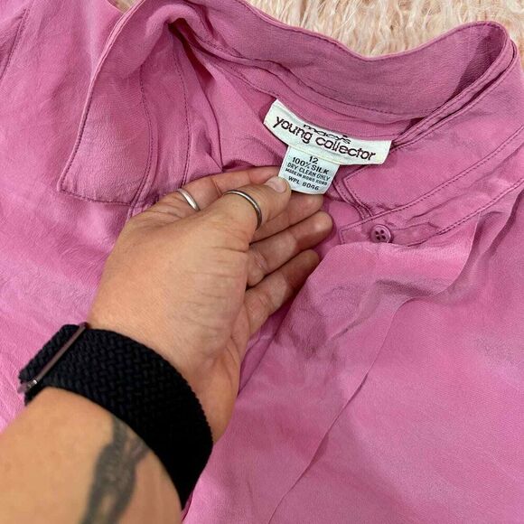 Women's Vintage Size 12 Pink Blouse - Picture 2 of 4